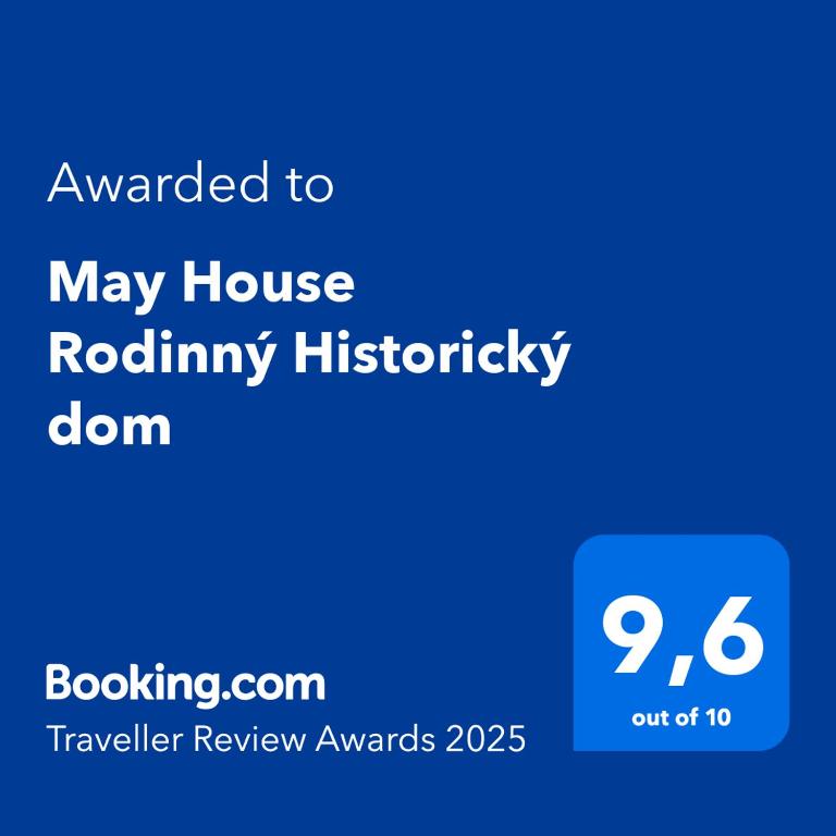 Certifikát, hodnocení, plakát nebo jiný dokument vystavený v ubytování May House Rodinný Historický dom