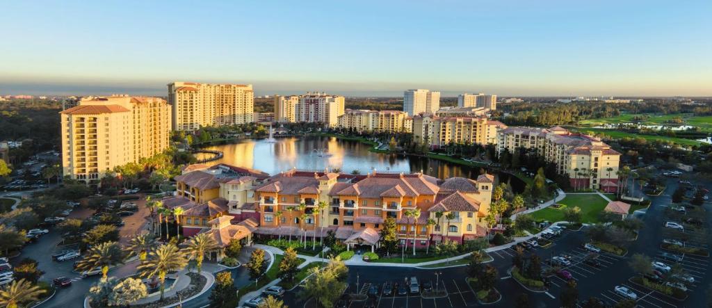 an aerial view of a city with tall buildings at Club Wyndham Bonnet Creek in Orlando