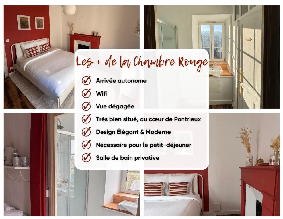 Postel nebo postele na pokoji v ubytování Chambre Rouge