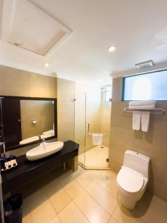 Koupelna v ubytování Lazenda Hotel