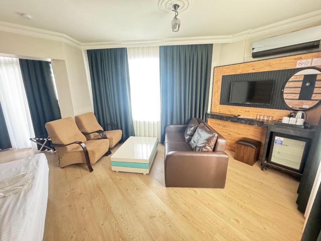 Kuchyň nebo kuchyňský kout v ubytování Amasra Ceylin Otel