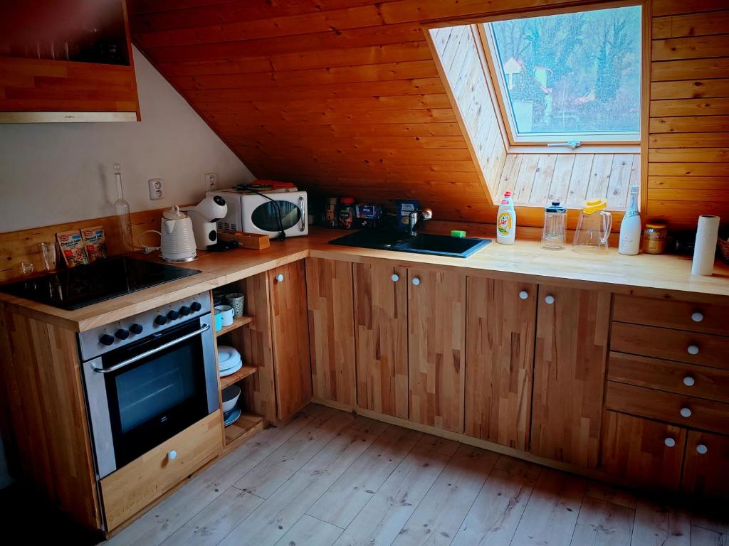 Kuchyň nebo kuchyňský kout v ubytování apartmán Sázava