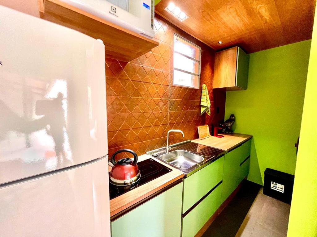 Kuchyň nebo kuchyňský kout v ubytování Casa da Farofa
