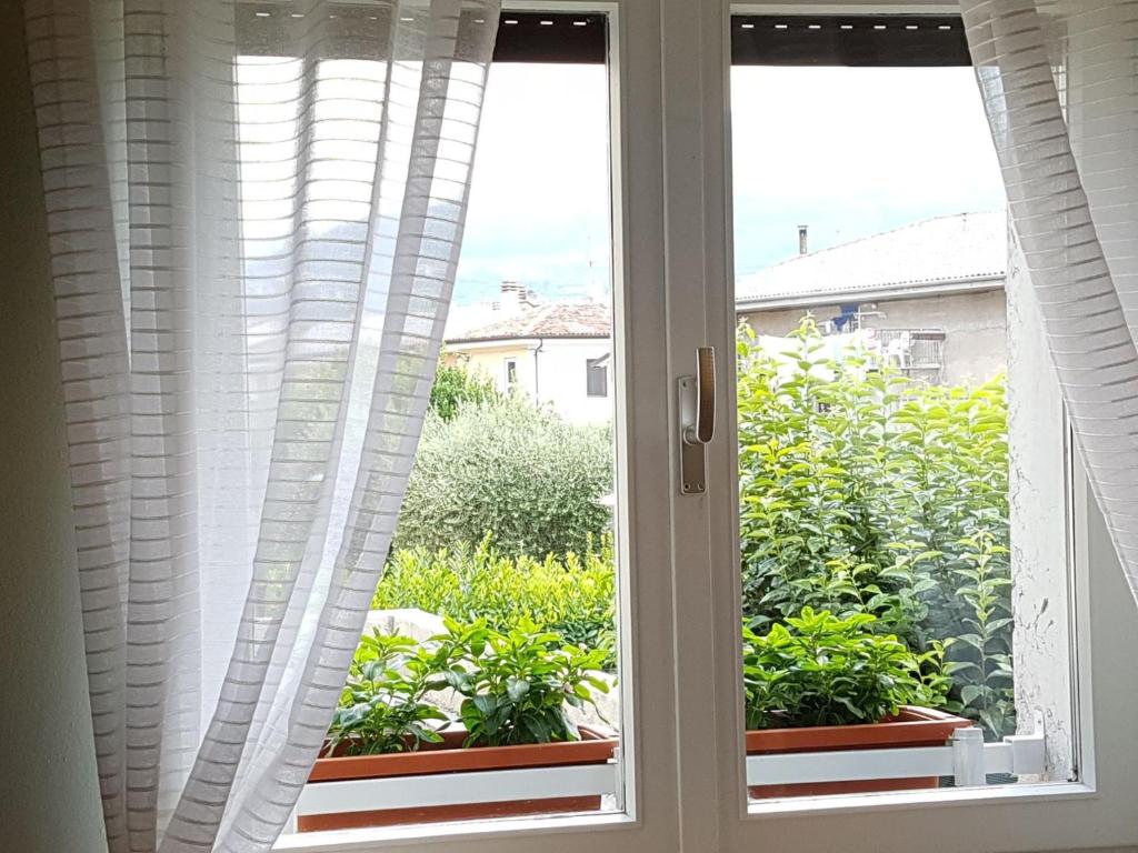 a window with a view of a garden at Alloggi Orchidea in Negrar
