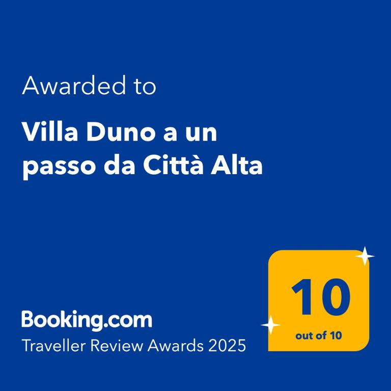 Certifikát, hodnocení, plakát nebo jiný dokument vystavený v ubytování Villa Duno a un passo da Città Alta