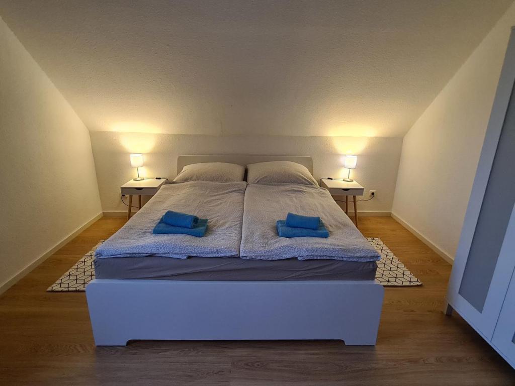 Postel nebo postele na pokoji v ubytování Amselpark