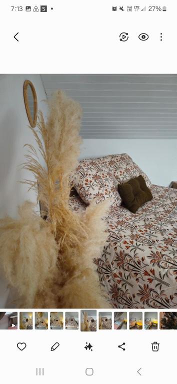 une capture d'écran représentant une photo d'une chambre avec un lit dans l'établissement La Vérénidrey, chalet 3 chambres, à Boulzicourt