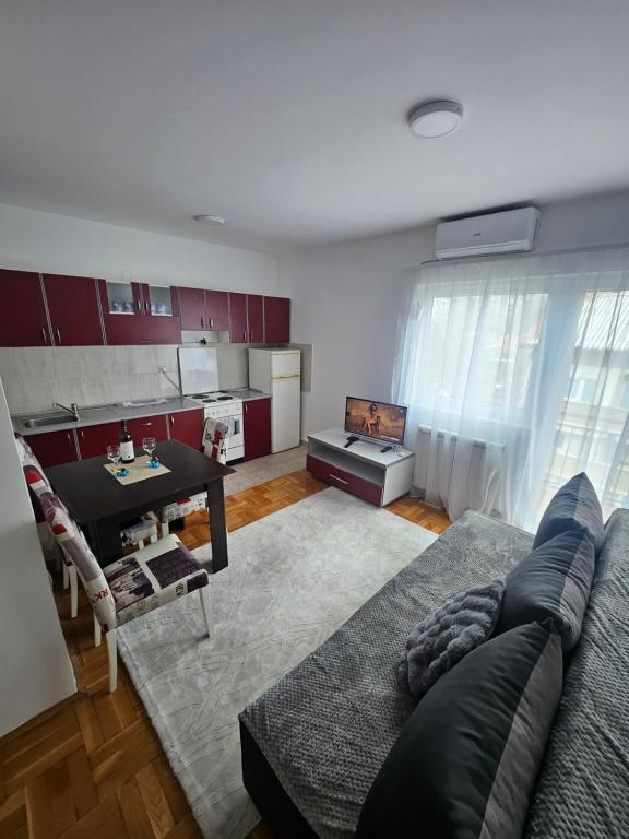 Kuchyň nebo kuchyňský kout v ubytování Apartman daba 1