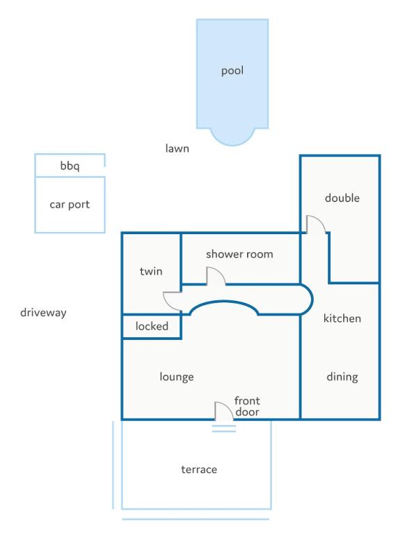 The floor plan of Villa Vinyes by Villa Plus