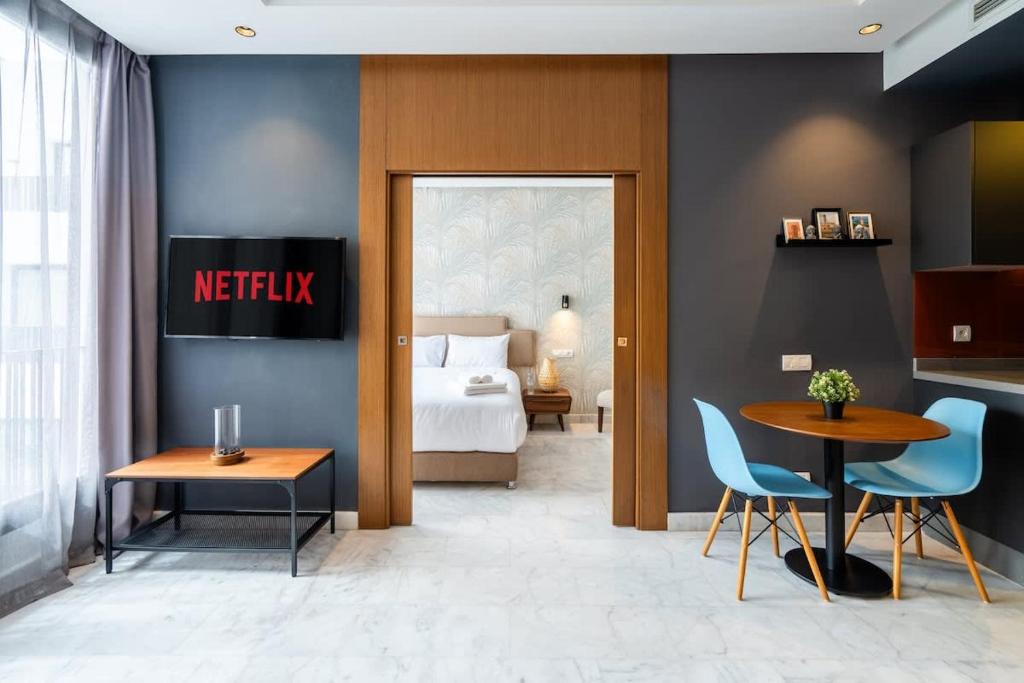 Χώρος καθιστικού στο Studio Raffiné en Centre Ville