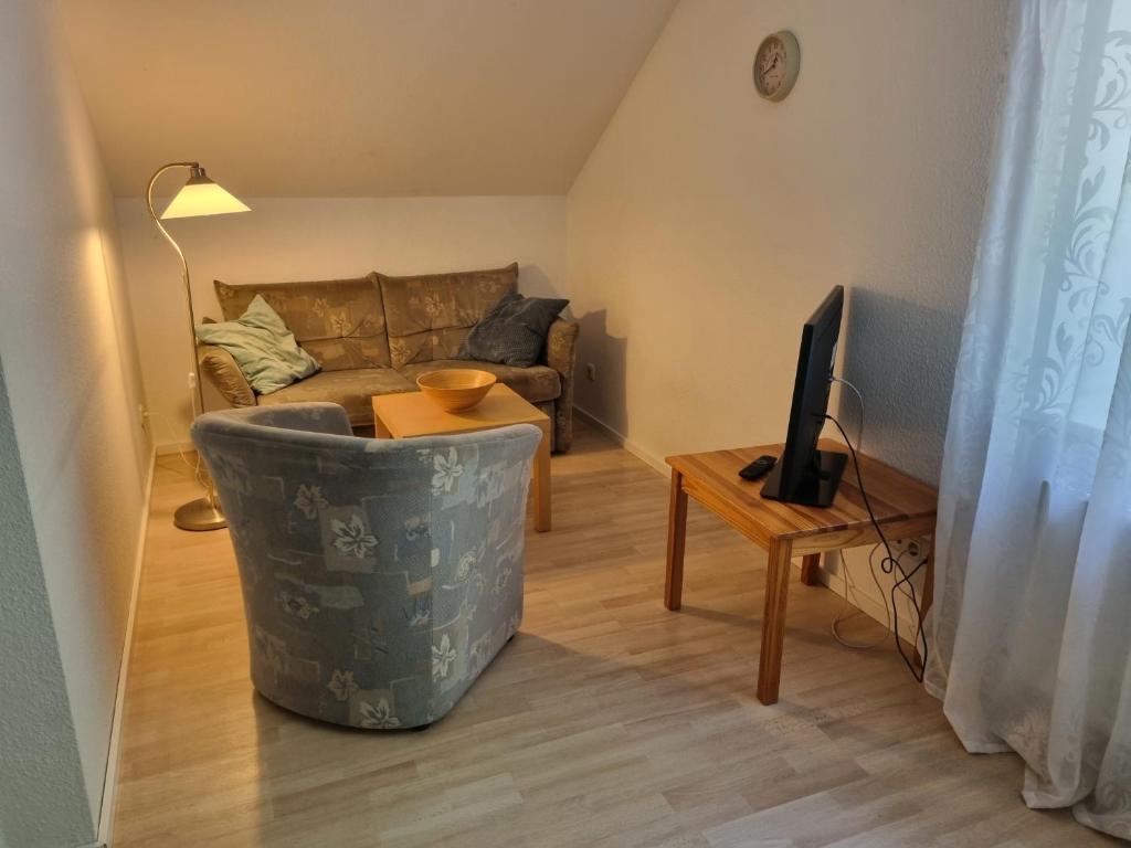 TV a/nebo společenská místnost v ubytování "Ferienhaus Vadersdorf" Wohnung 1