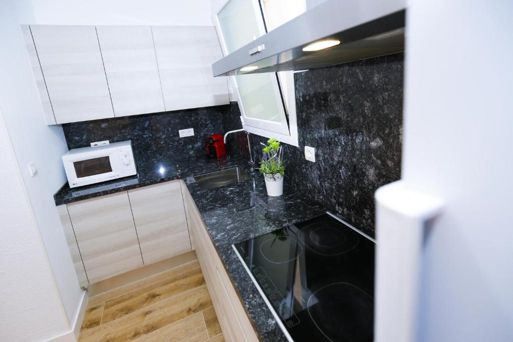 Kuchyň nebo kuchyňský kout v ubytování PINEDA BAHIA HomeStay by Turismar