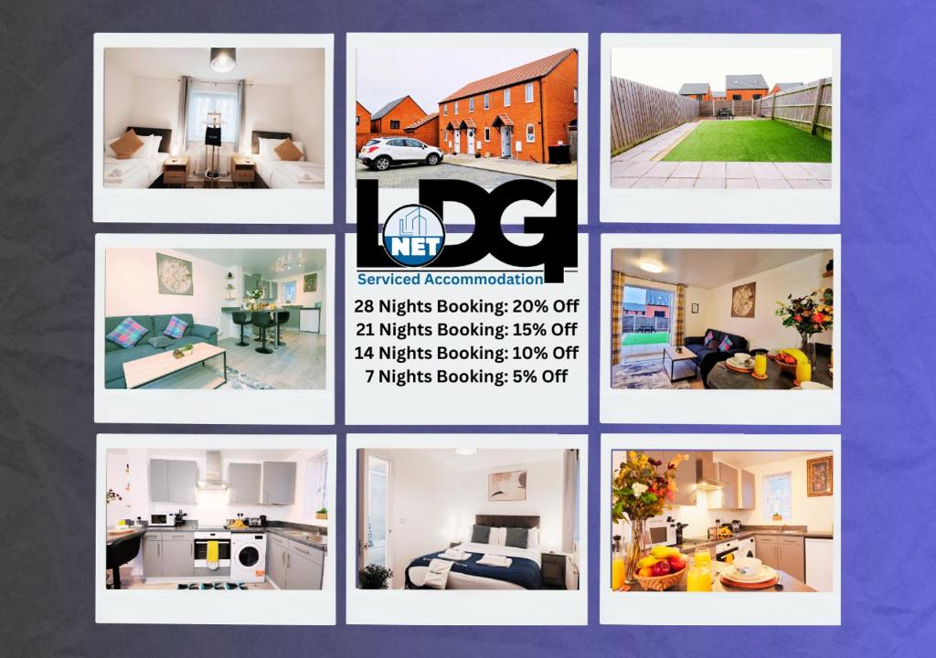 eine Collage aus Bildern eines Hauses in der Unterkunft Barn Fold House with Parking, Garden, Wi-Fi in Telford