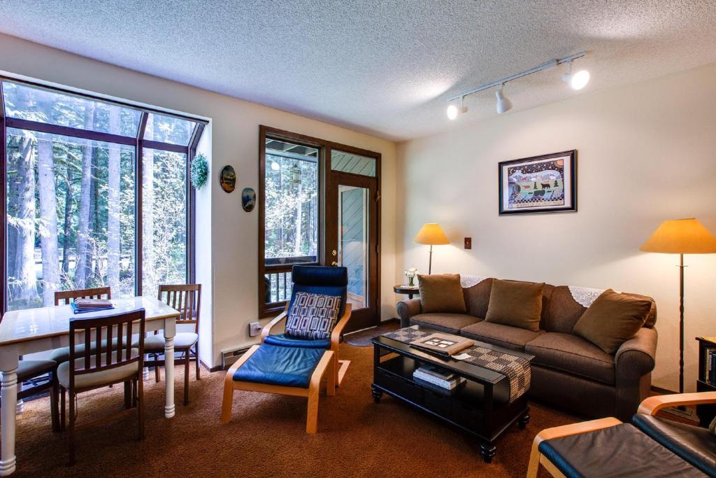 Χώρος καθιστικού στο Snowater Condo #28 - Wi-Fi - Fireplace - Sleeps 4