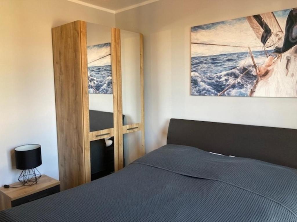 Postel nebo postele na pokoji v ubytování Kabine 3