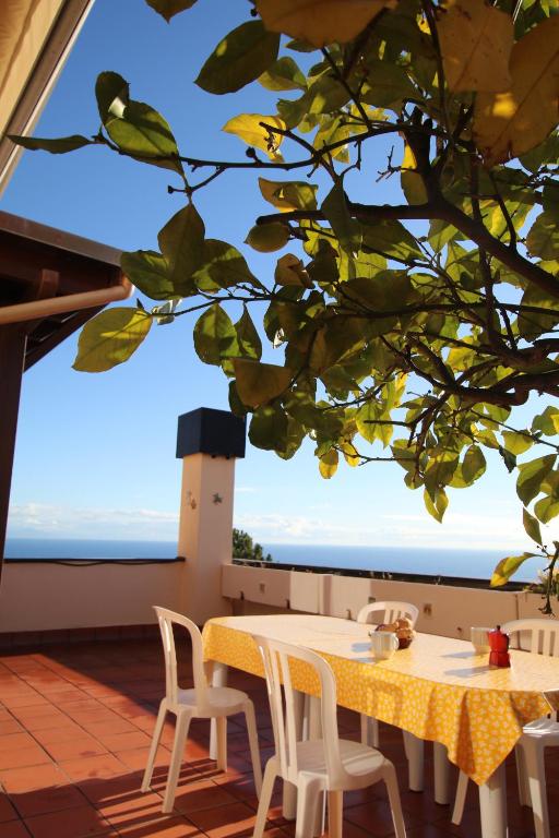 a table and chairs with a view of the ocean at Casa LORY in Varazze