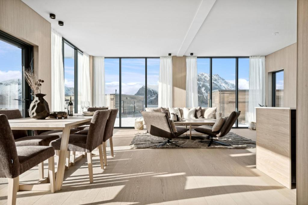 Χώρος καθιστικού στο New high end cabin, Lofoten