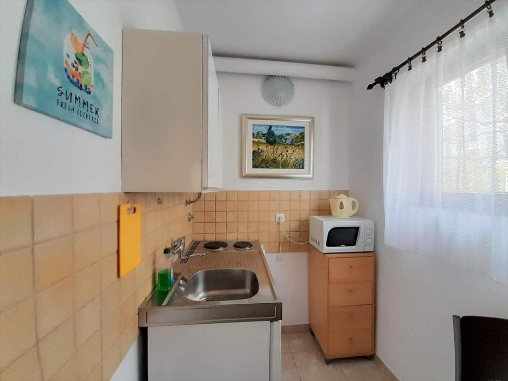 Kuchyň nebo kuchyňský kout v ubytování Lovely Studio Malina close to the Beach