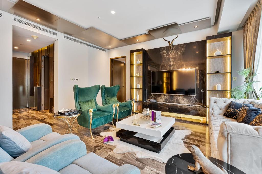 Posezení v ubytování High End Luxury Stay with Full Palm Jumeirah View