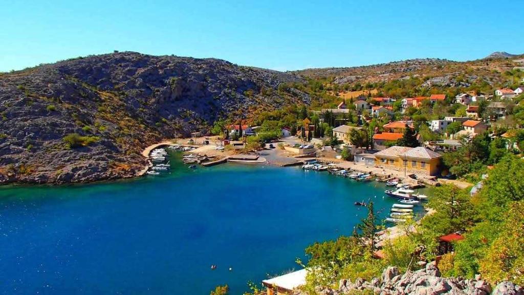 an aerial view of a harbor with boats in the water at RELAXED PLACE by the sea in Cesarica