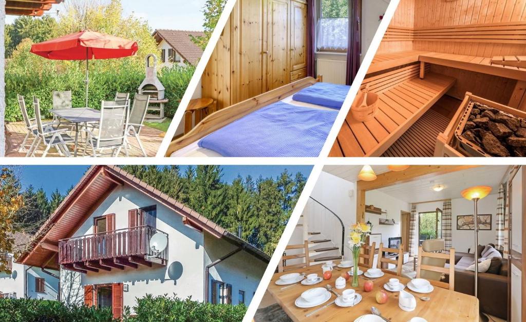 un collage di quattro foto di una casa di Ferienhaus Nina a Kirchheim