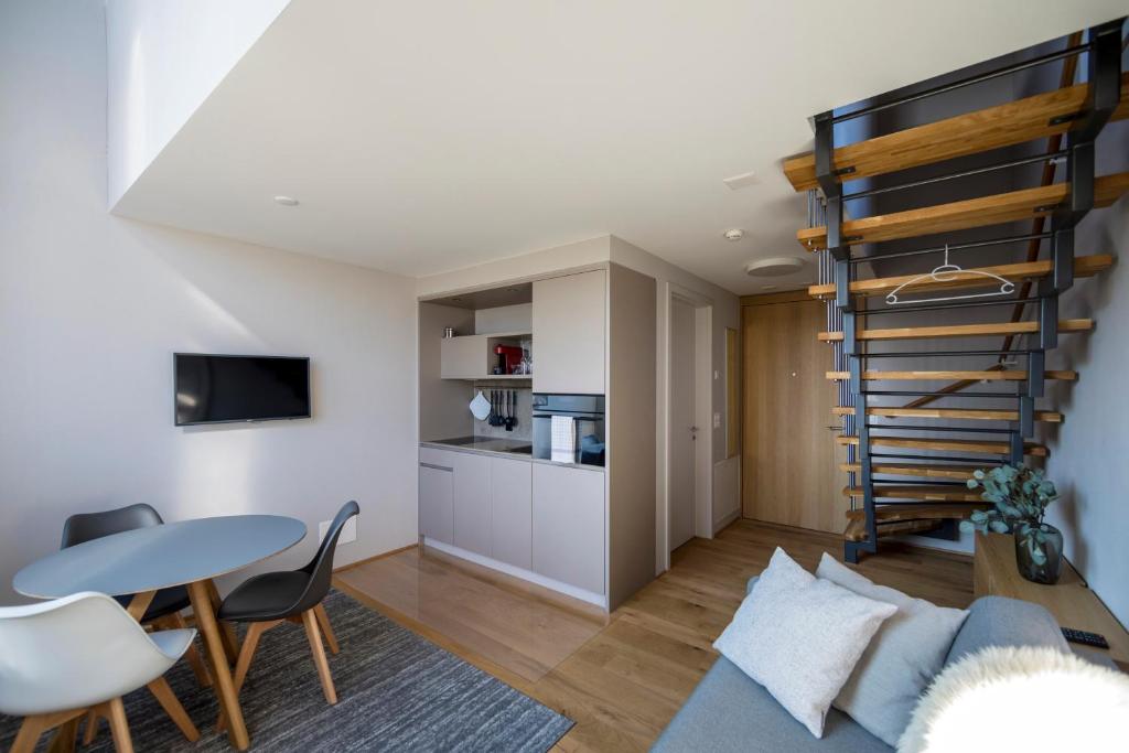 Kuchyň nebo kuchyňský kout v ubytování Ferien im Kornhaus am Bodensee