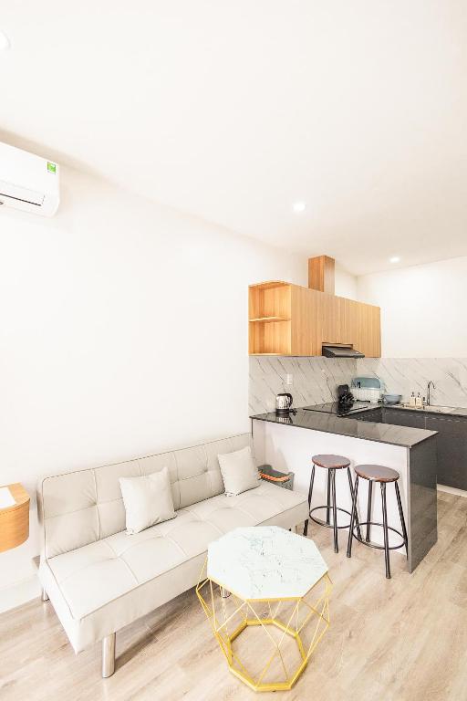 Kuchyň nebo kuchyňský kout v ubytování Fame Apartment