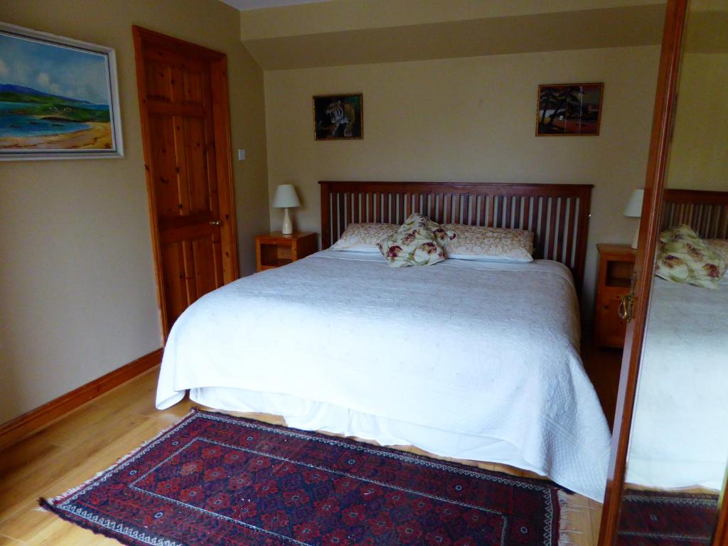 Postel nebo postele na pokoji v ubytování Camillaun Lodge with Lough Corrib Boat Hire