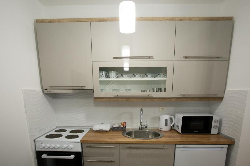 Kuchyň nebo kuchyňský kout v ubytování Apartman SUNSET