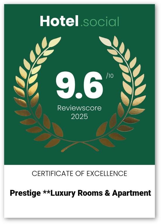 Certifikát, ocenenie alebo iný dokument vystavený v ubytovaní Prestige *Luxury Rooms & Appartment