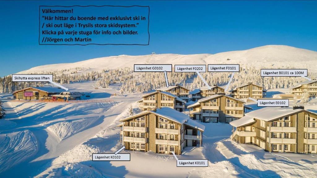 arial view of a resort in the snow at Trysilmountainlodge in Hovi