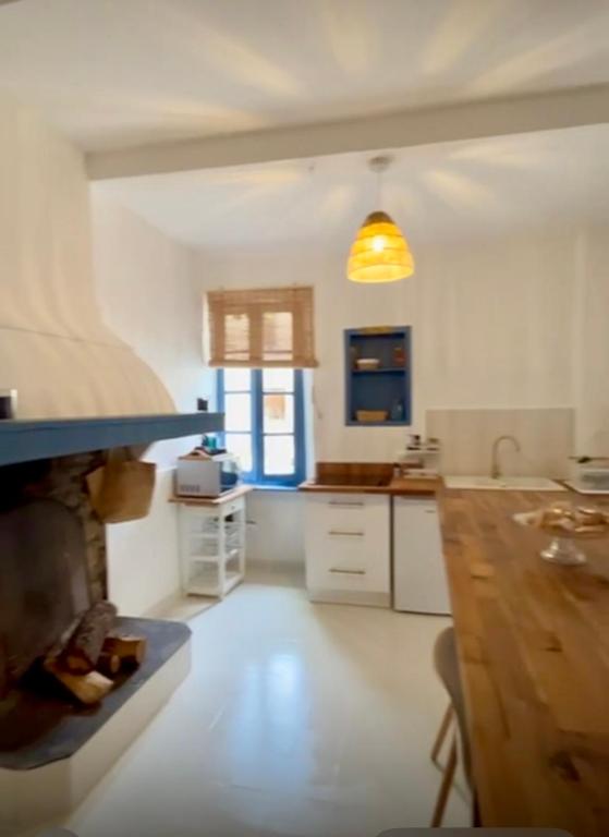 Kuchyňa alebo kuchynka v ubytovaní Gîtes La Maison près de la fontaine et La Cabane du Pêcheur