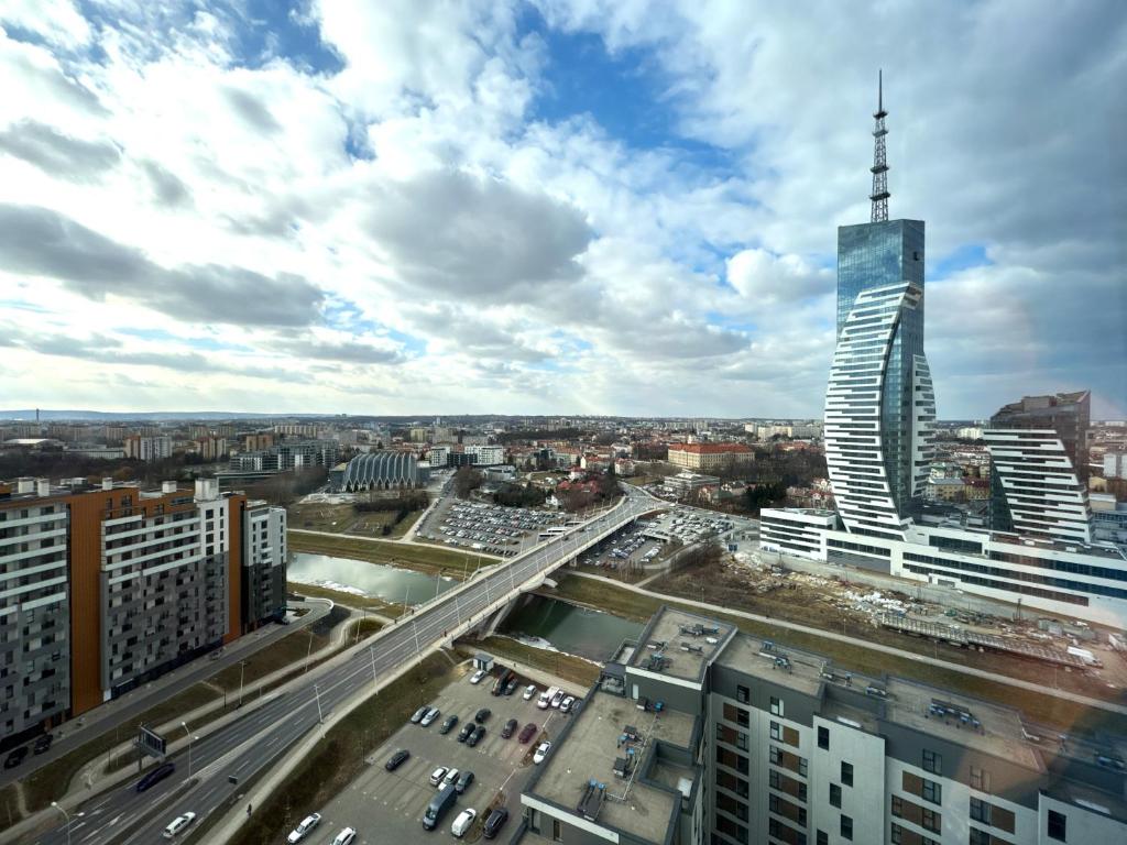 Nespecifikovaný výhled na destinaci Řešov nebo výhled na město při pohledu z apartmánu