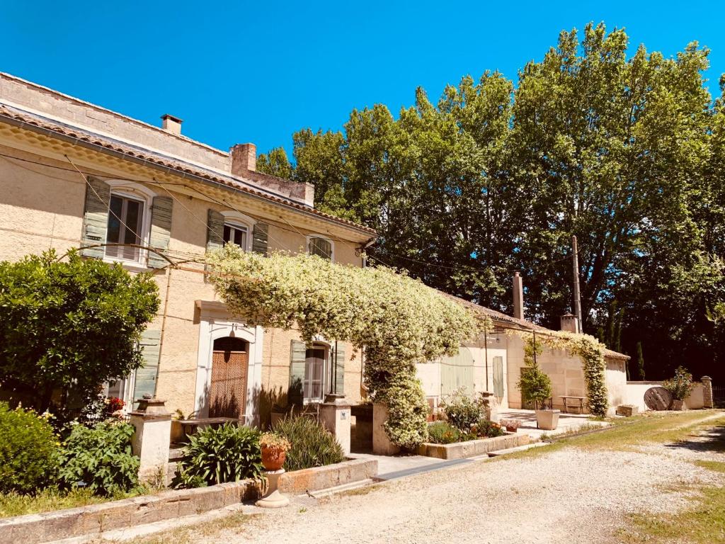 an old house with ivy growing on the side of it at Typique Mas provençal, parc et piscine chauffée in Graveson