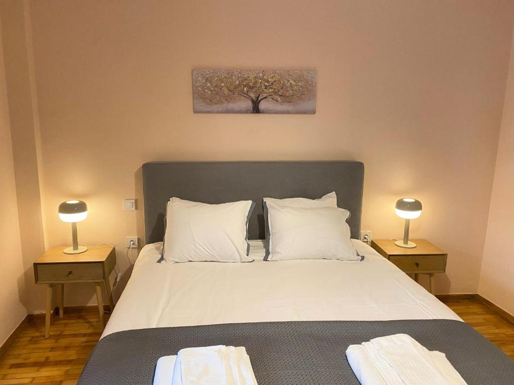 Ένα ή περισσότερα κρεβάτια σε δωμάτιο στο allegro alsos apartment