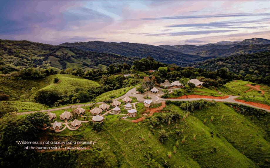an aerial view of a resort in the mountains at Eco Luxe Glamping Nest #7 - 2 Queen Beds at Holos in Barú