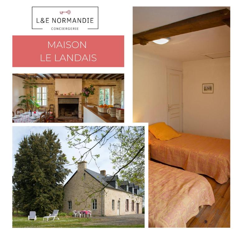 un collage d'images d'une maison et d'une maison dans l'établissement Maison Le Landais, à Grandcamp-Maisy