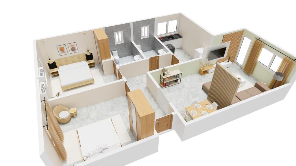 Půdorys ubytování High-end 2BR apartment in the heart of Yaoundé