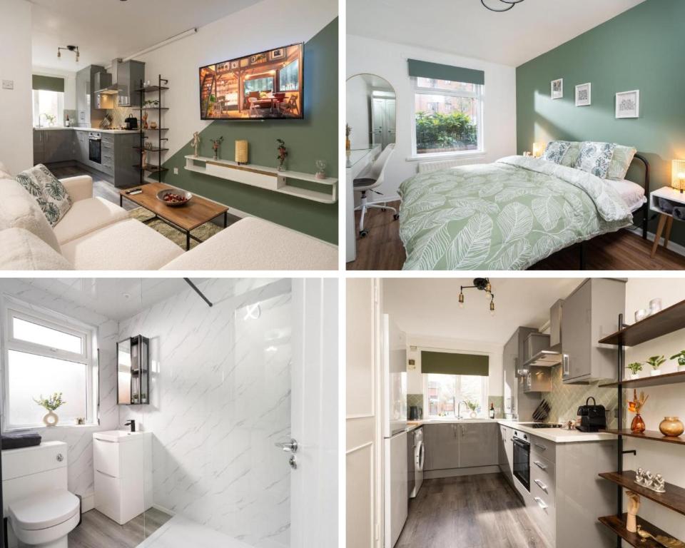 Η κουζίνα ή μικρή κουζίνα στο City Vibe Haven - Modern 2 Bed Apartment with High Speed WI-FI