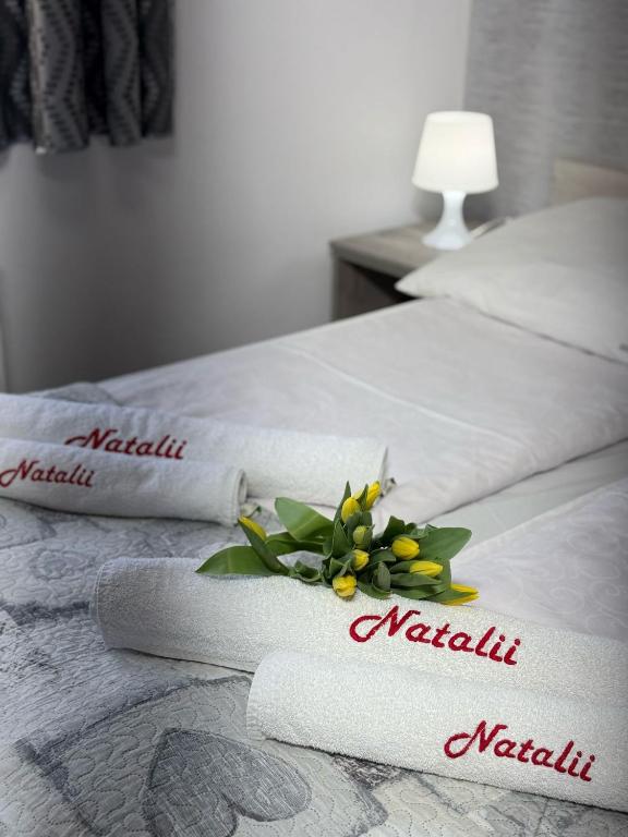 Posteľ alebo postele v izbe v ubytovaní Natalii