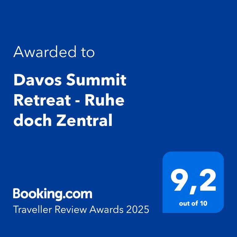 Certifikát, hodnocení, plakát nebo jiný dokument vystavený v ubytování Gemütliches Alpenstudio mitten in Davos perfekt angebunden, extrem ruhig und ideal als Rückzugsort für Entspannung, sportliche Aktivitäten oder ein entspanntes Wochenende
