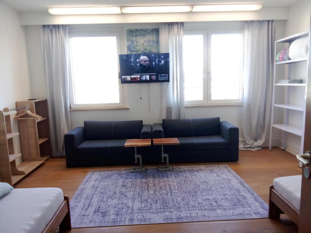 Μια τηλεόραση ή/και κέντρο ψυχαγωγίας στο Virginie Apartments - großzügige 145 qm mit Balkon und Parkplatz