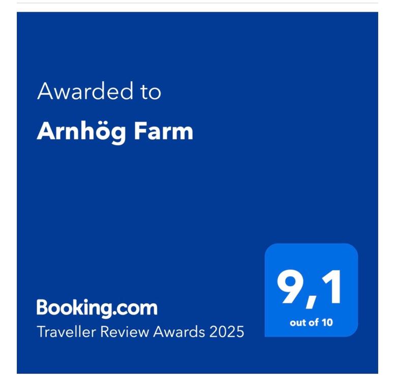 Certifikát, hodnocení, plakát nebo jiný dokument vystavený v ubytování Arnhög Farm