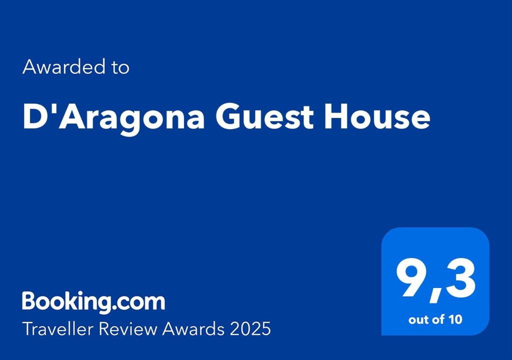 Certifikát, hodnocení, plakát nebo jiný dokument vystavený v ubytování D'Aragona Guest House