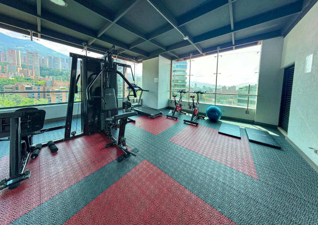 Fitness centrum a/nebo fitness zařízení v ubytování Cafe Hotel Medellín