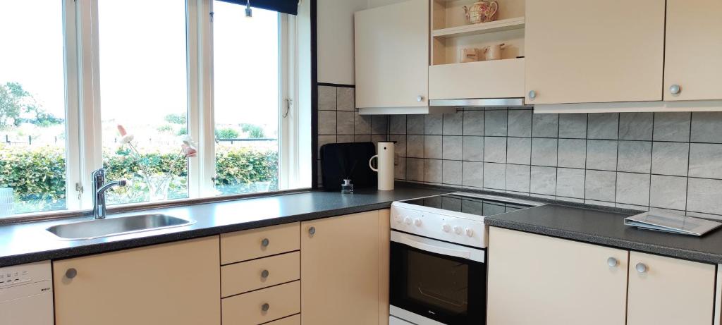 Kuchyň nebo kuchyňský kout v ubytování Strandhuset i Øster Hurup