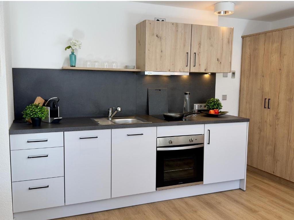 Kuchyň nebo kuchyňský kout v ubytování Living & Serviced Apartments by Blauer Wolf