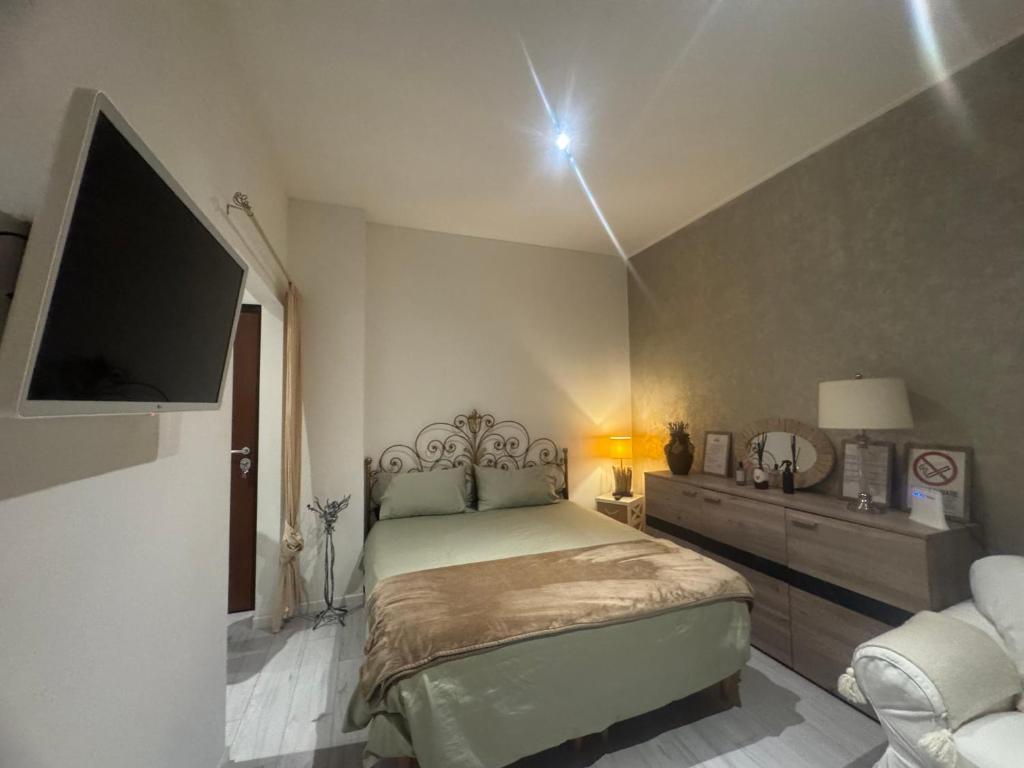 ミラノにあるSan Siro Suites Caldera & Fieraのベッドと薄型テレビのある寝室
