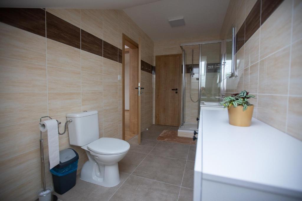 Koupelna v ubytování Apartmány Hvezdáreň