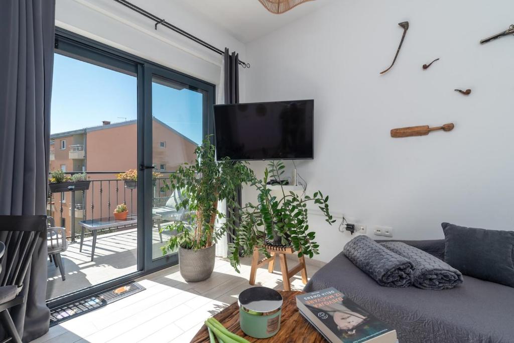 Televízia a/alebo spoločenská miestnosť v ubytovaní Apartman Špiro